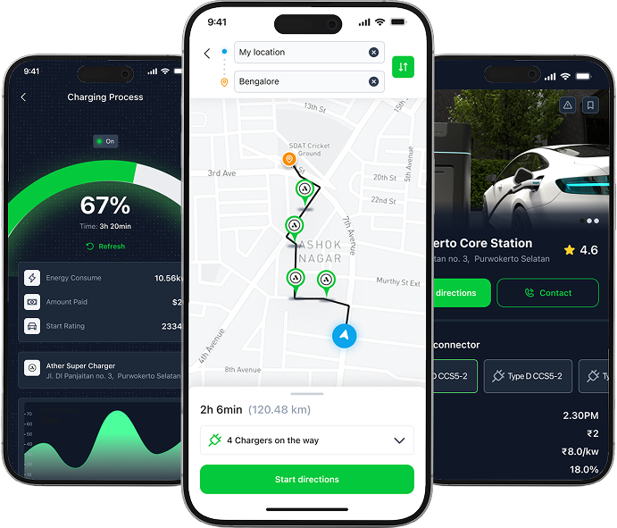 Chargze App - Three Phone Screens